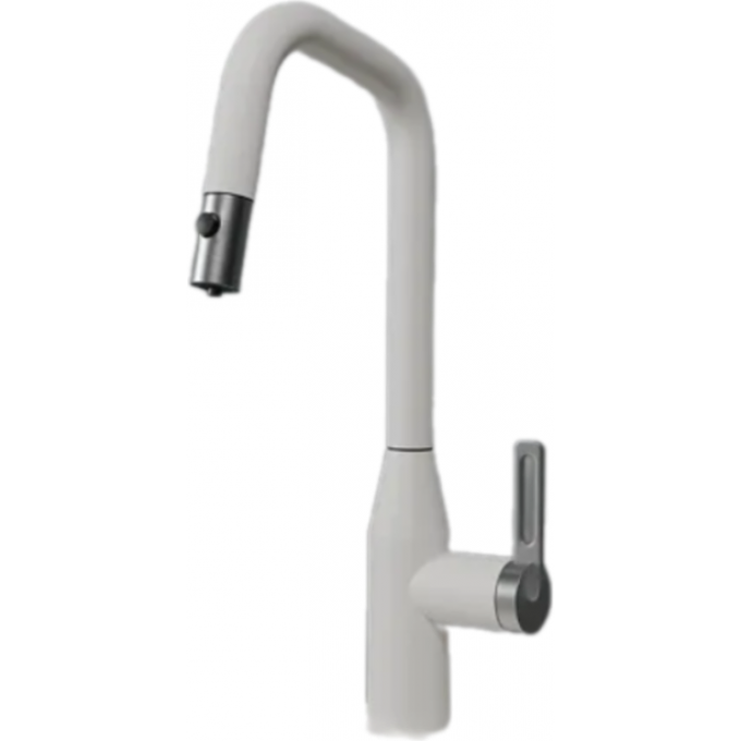 Смеситель для кухни GRANULA 8171 арктик с выдвижным изливом 8171 APKTIK (BELYII)