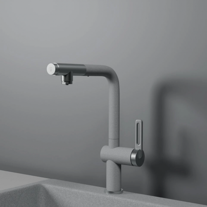 Смеситель для кухни GRANULA GR-8169 базальт с выдвижным изливом 8169 BAZALT