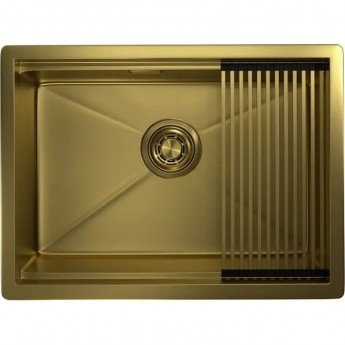 Стальная кухонная мойка GRANULA KITCHEN SPACE 6045U золото сатин Стальная кухонная мойка GRANULA KITCHEN SPACE 6045U золото сатин